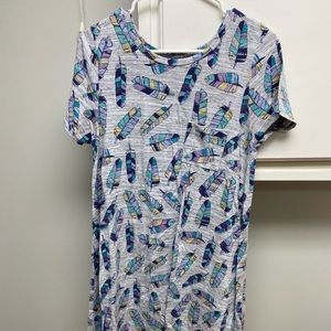 Lularoe Carly Dress Size S with Feathers